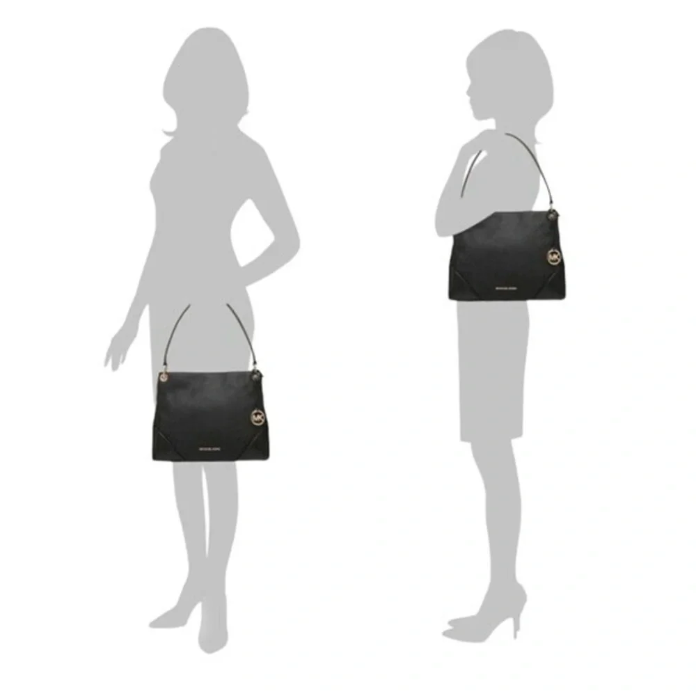 Michael kors black leather tote bag